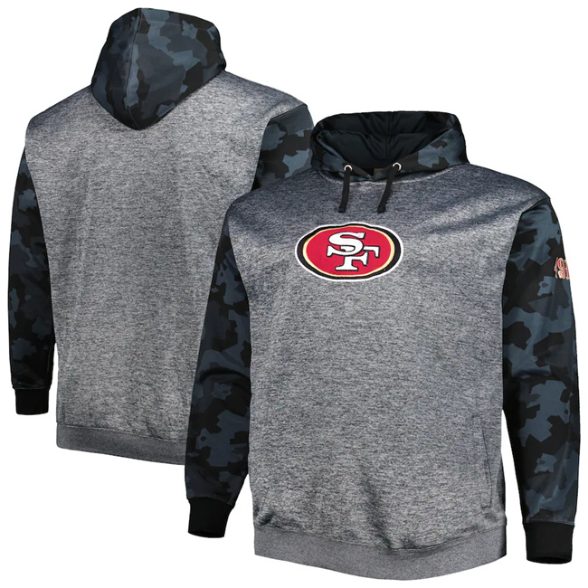Men's San Francisco 49ers Heather Charcoal Big & Tall Camo Pullover Hoodie